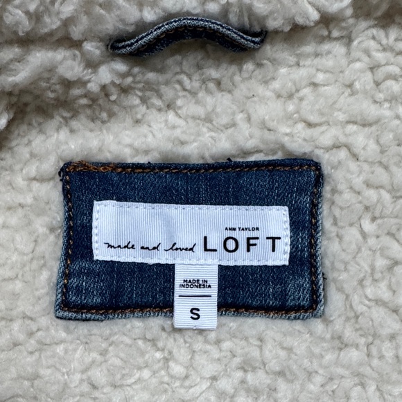 🎉2X HP🎉 Loft Jean Jacket with Sherpa Lining 💗 Blue & Ivory - Picture 14 of 15
